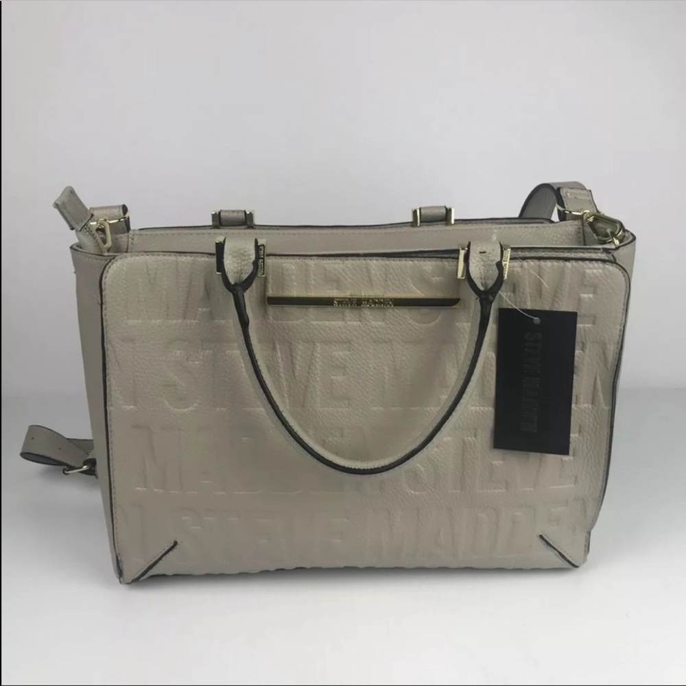 STEVE MADDEN B TRAYA SATCHEL BISQUE GREY HANDBAG